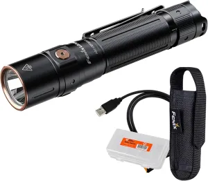 Fenix LD30R EDC Flashlight, 1700 Lumen USB-C Rechargeable for Everyday Carry Compact Tactical Duty Light with Durable Pocket Clip, Holster and Organizer
