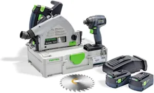 Festool 577118 Cordless Plunge-Cut Track Saw TSC 55 K and TID 18 Impact Driver Combo Bonus Kit