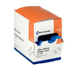 First Aid Only 90922 Blue Nitrile Finger Cots, Disposable Rubber Finger Protectors for Offices, Kitchens, Home, and More, 144 Pack