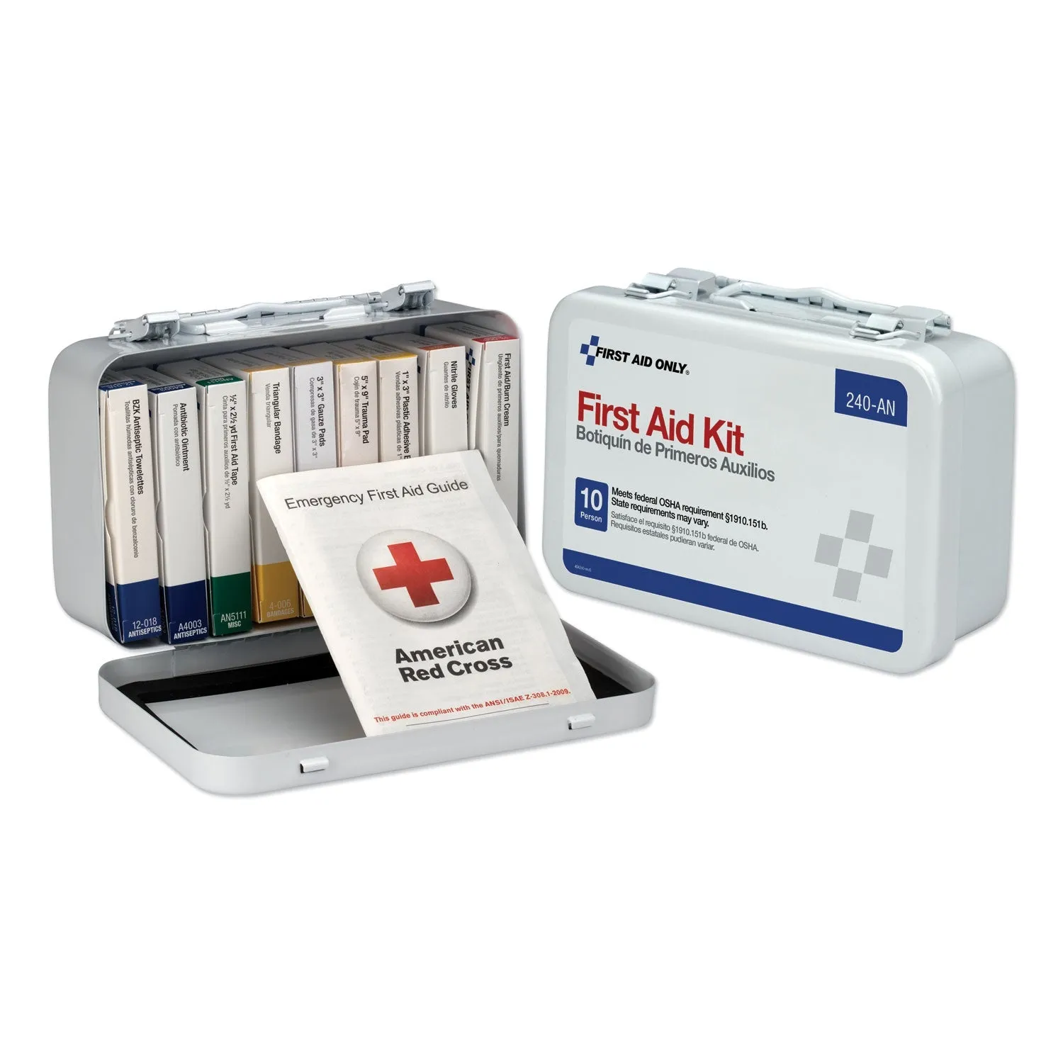 First Aid Only™ Unitized First Aid Kit For 10 People, 65 Pieces, Osha/ansi, Metal Case