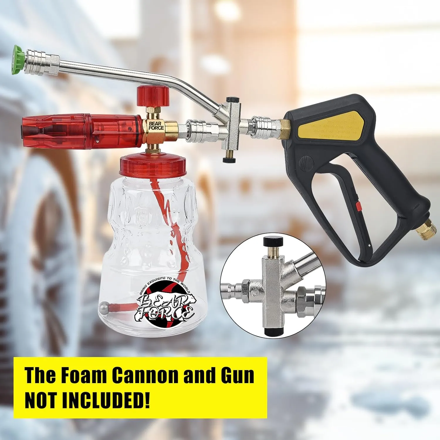 Foam Cannon Dual-Connector Accessory, Pressure Washer Double Tip Attachment for Foam Cannon, Pressure Washer Accessories with 1/4" Quick Connect for Car Wash, 5 Sprayer Tips #035, Nozzle Holder