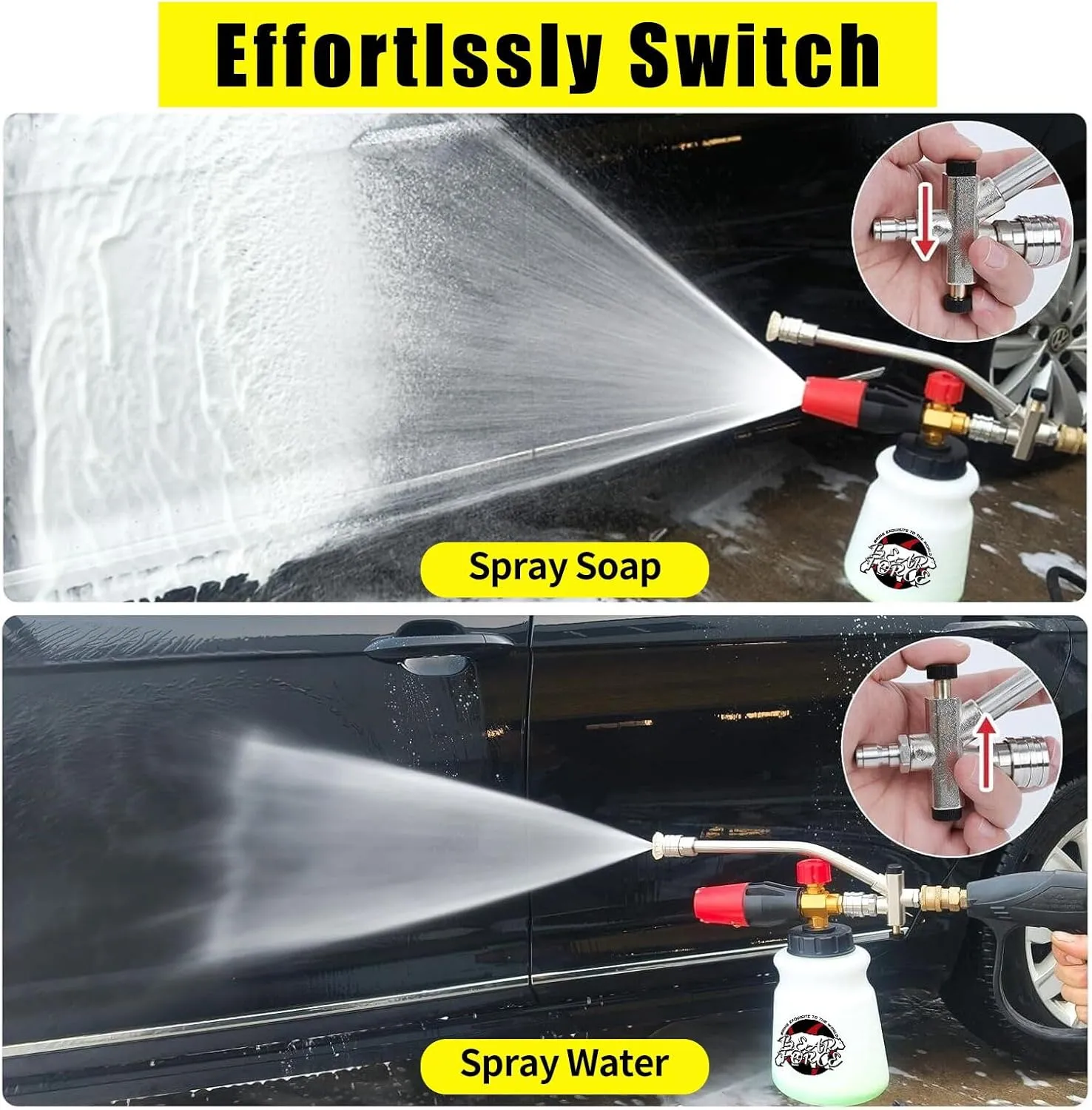 Foam Cannon Dual-Connector Accessory, Pressure Washer Double Tip Attachment for Foam Cannon, Pressure Washer Accessories with 1/4" Quick Connect for Car Wash, 5 Sprayer Tips #035, Nozzle Holder