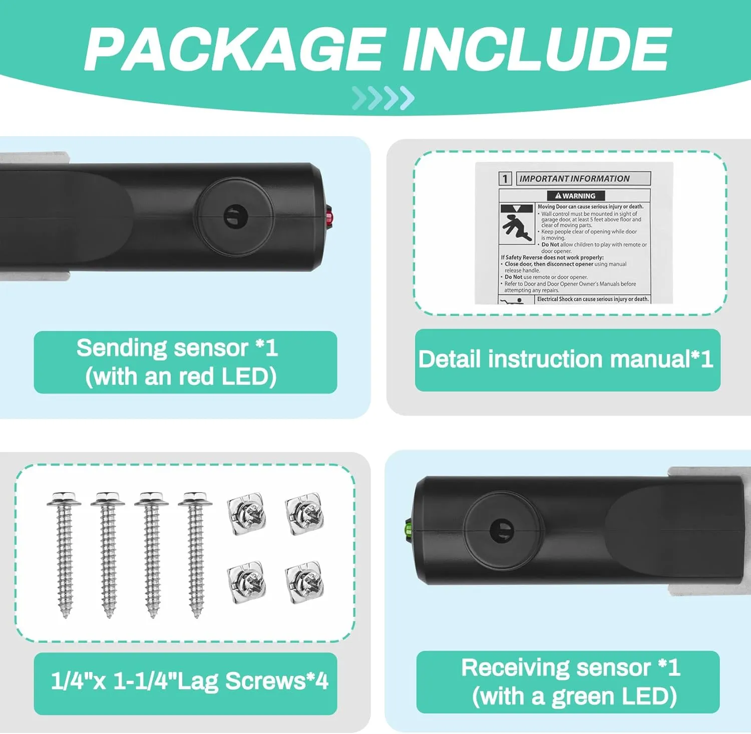 for Genie Garage Door Sensor, Replacement for Genie/Overhead Garage Door Sensor, Compatible with Genie/Overhead Garage Door Opener Made After 1993, Item Includes Two Sensors (Receiving&Sending)