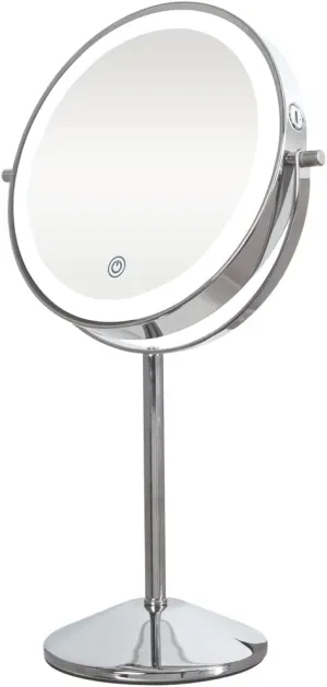 ForPro Professional Collection Expert Rechargeable LED 8” Lighted Makeup Mirror, 1X/7X Double-Sided Magnifying Counter with 72 Dimmable LED Lights, 3 Color Light Settings, Chrome