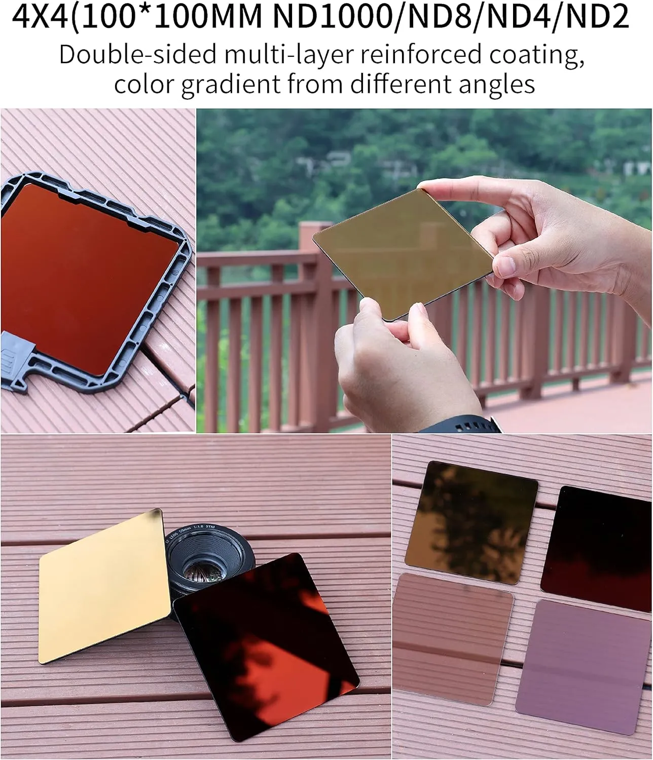 Fotga HD Optical Glass ND8 4x4 0.9 Neutral Density Filter 3 Stops for 4x4 inch 100mmx100mm Lens Matte Box Cokin Z Hitech Lee Lens Filter Trays Holder