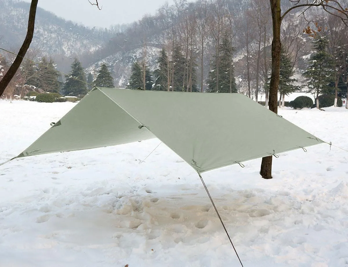 FREE SOLDIER Camping Tarp Waterproof Portable Multifunctional Outdoor Traveling Awning Backpacking Shelter Rain Tarp (Bean Green 10×10.5ft)