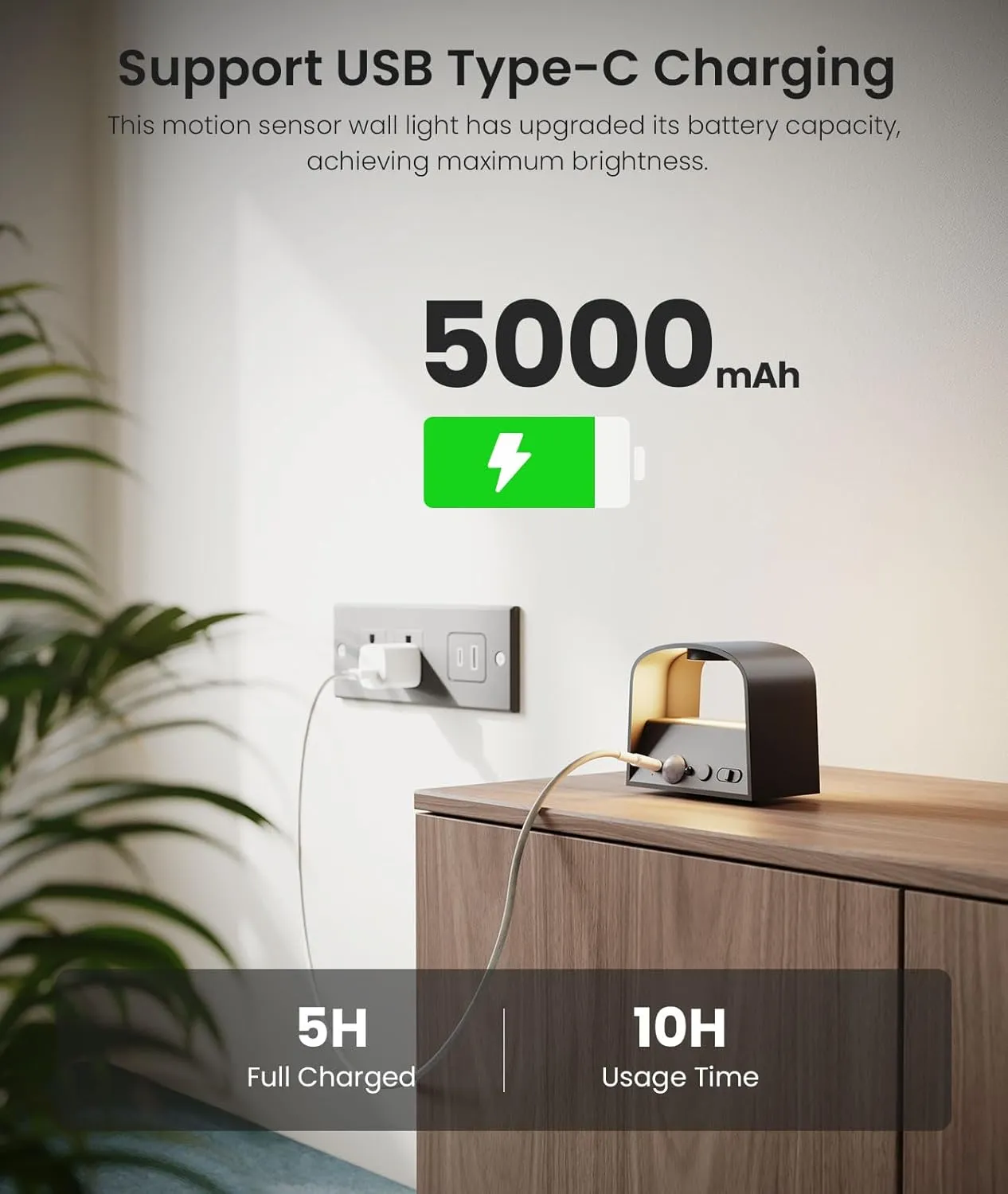 FULEN Motion Sensor Wall Lights with Remote Control 3 Colors Wireless Wall Lamp LED Indoor Up Down Wall Sconces 5000mAh Rechargeable Battery Powered Wall Lamps Brightness Adjustable, 1 Pack