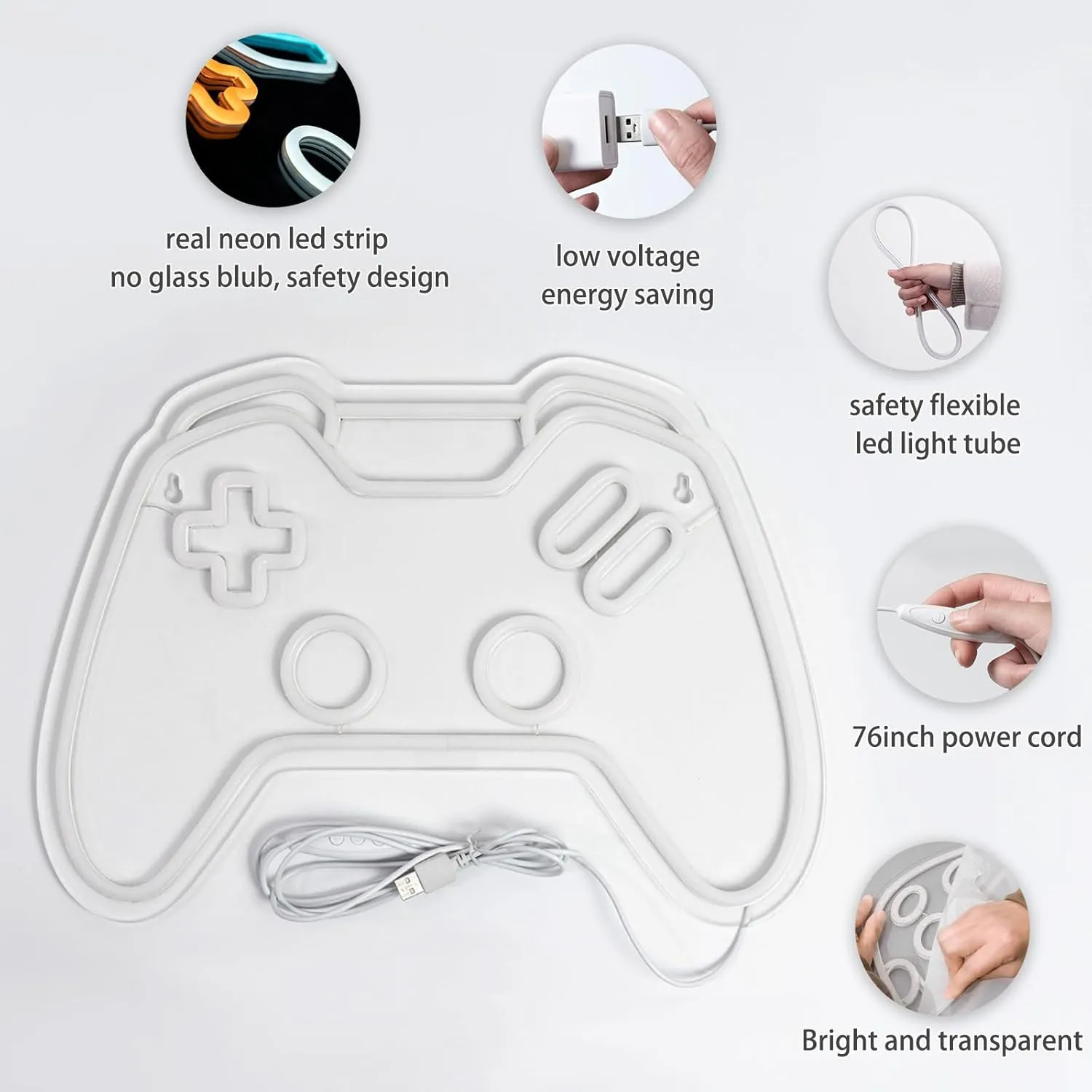Game Neon Sign Dimmable Gamepad Shape LED Neon Signs for Game Room Wall Bedroom Decor, Neon Lights for Boys Gamer Gifts Teen Gaming Zone Party Decor Haning