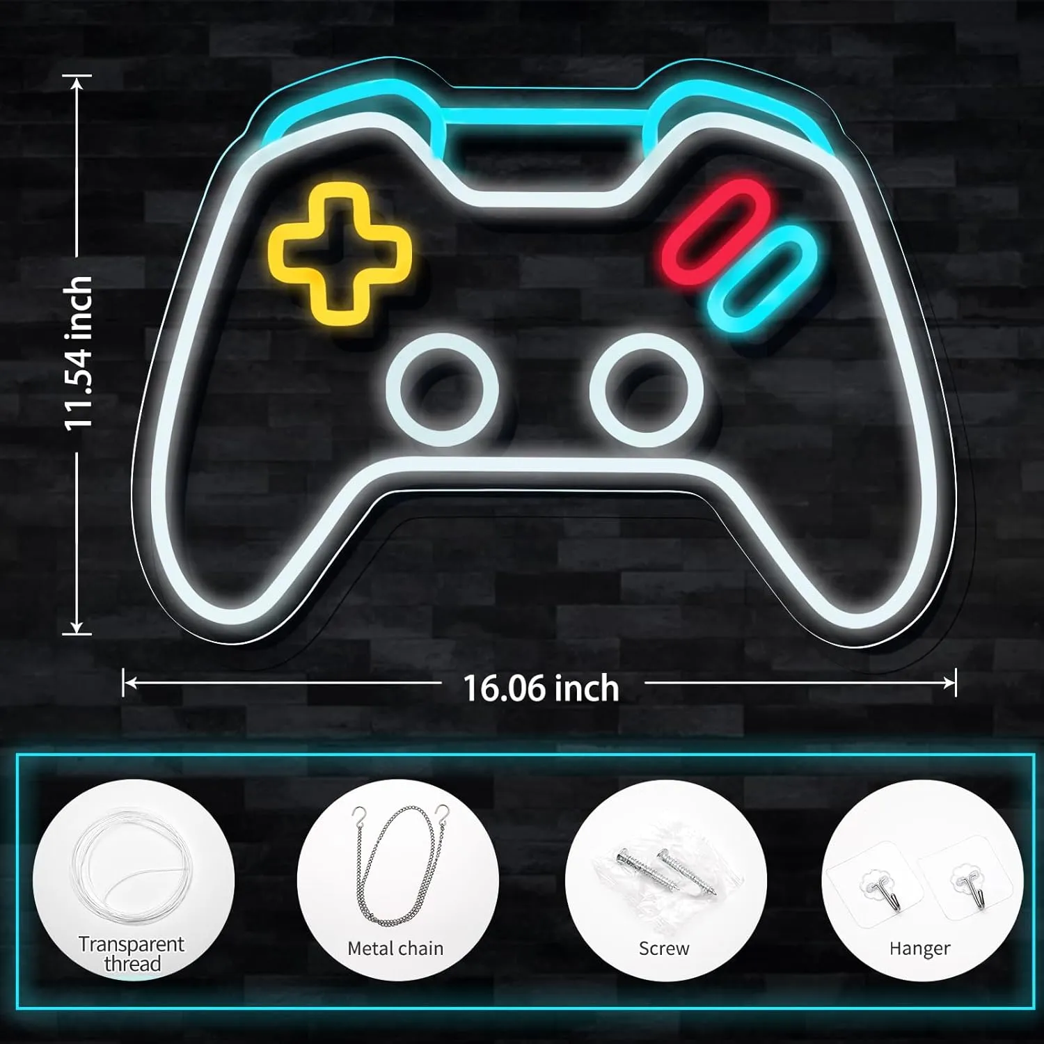 Game Neon Sign Dimmable Gamepad Shape LED Neon Signs for Game Room Wall Bedroom Decor, Neon Lights for Boys Gamer Gifts Teen Gaming Zone Party Decor Haning