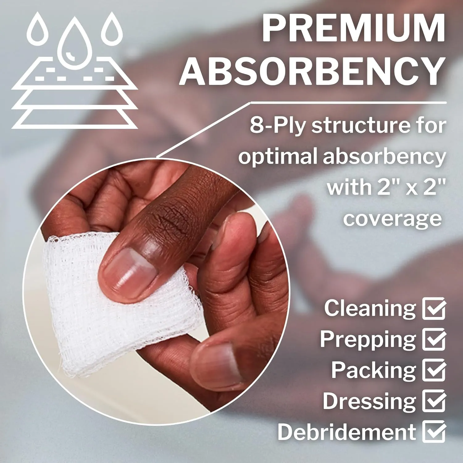 Gauze Sponge 2x2 [3000 Count] Sterile Gauze Pads, 8-Ply, Medical Grade Cotton Wound Dressing for First Aid Kit – 2 Per Pouch, 1500 Packs