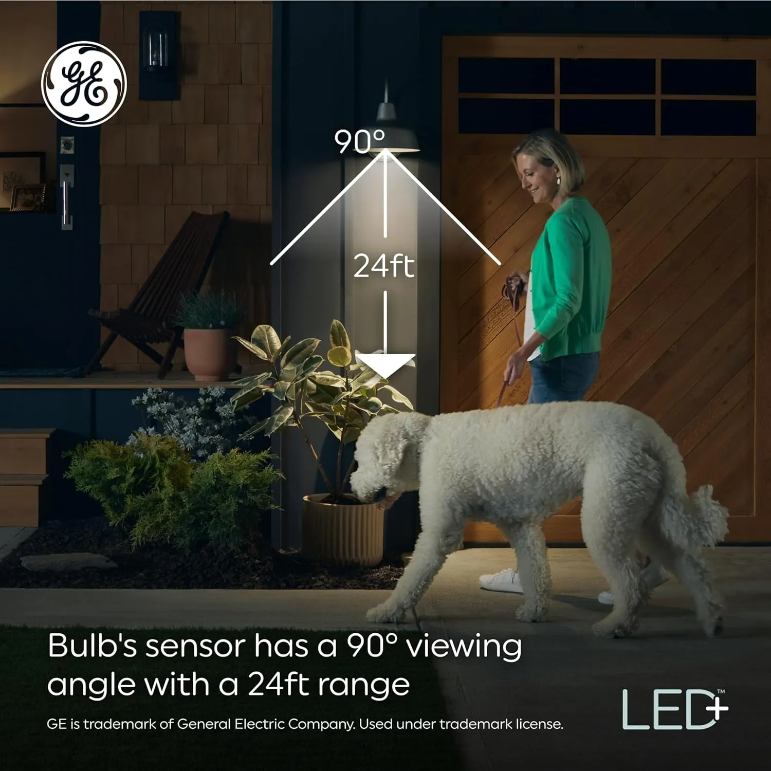 GE LED  Motion Sensor LED Light Bulbs, 12W, Outdoor Security Lights, A21, Warm White (2 Pack)