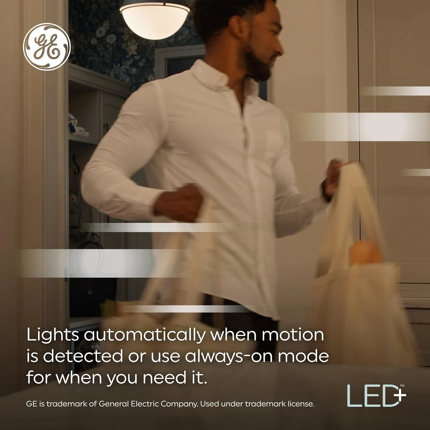 GE LED  Motion Sensor LED Light Bulbs, 12W, Outdoor Security Lights, A21, Warm White (2 Pack)
