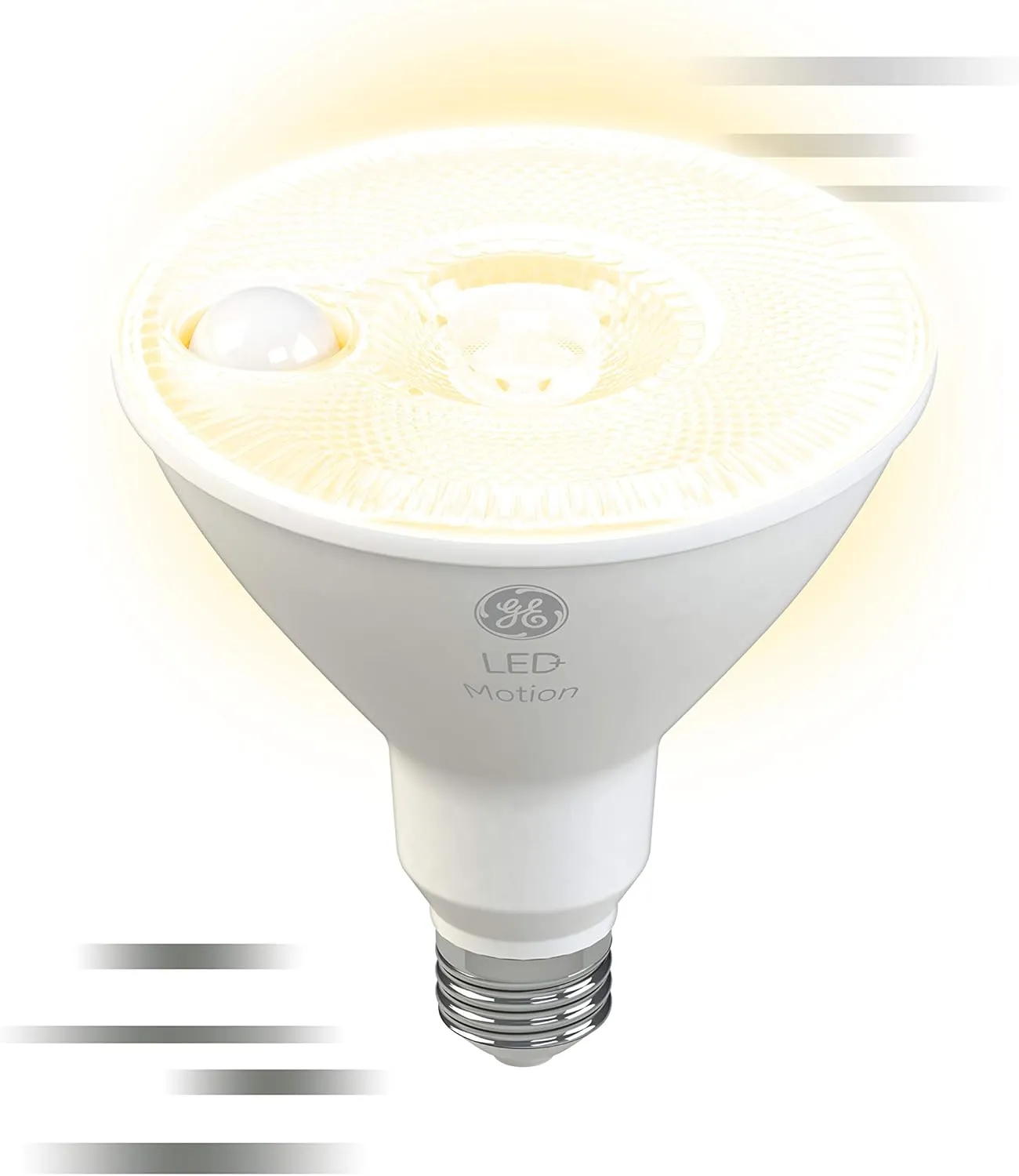 GE LED  Motion Sensor LED Light Bulbs, 15W, PAR38 Outdoor Security Floodlight, Warm White (2 Pack)