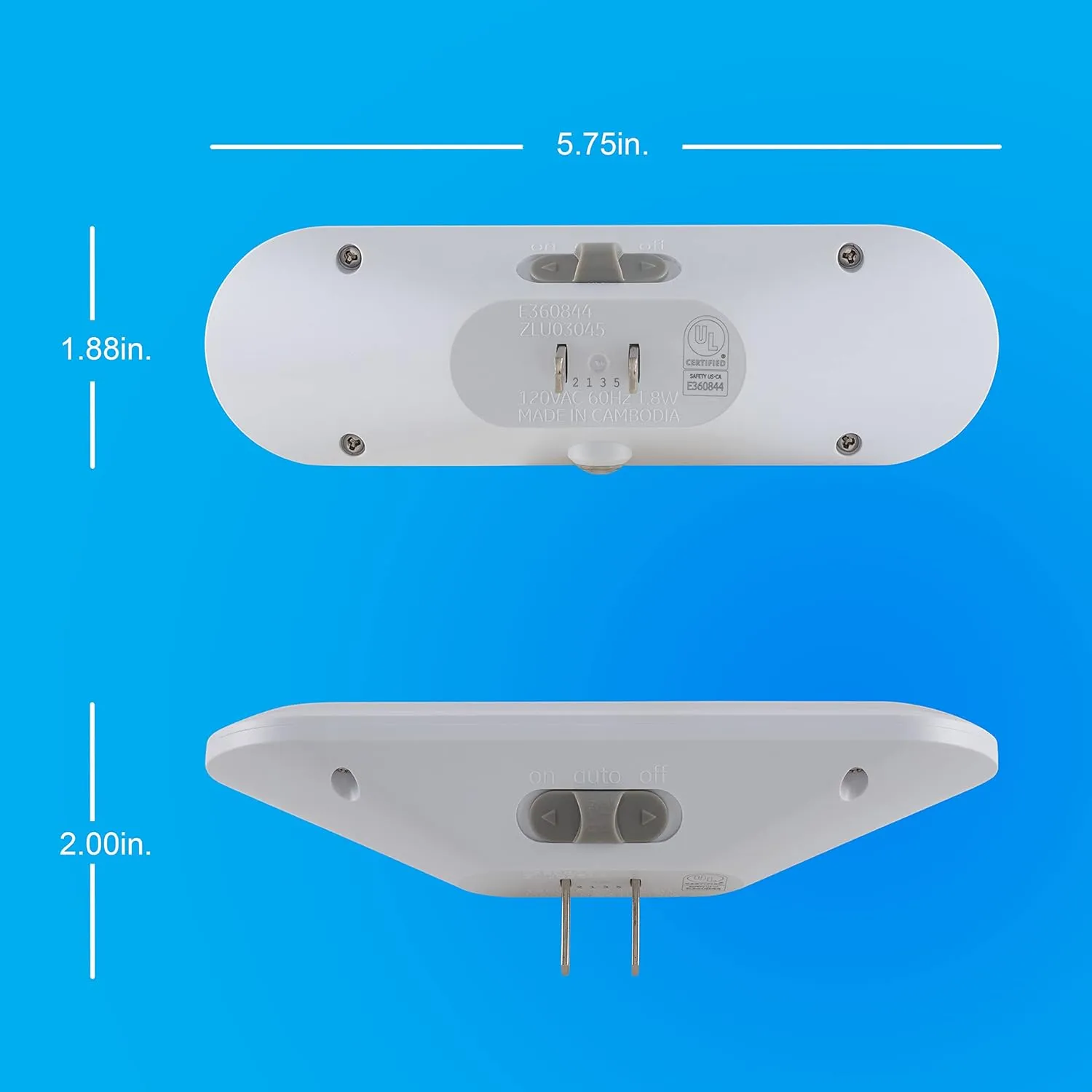 GE Ultrabrite LED Light Bar Night Light, 100 Lumens, 4 Pack, Dusk-to-Dawn Sensor, Auto/On/Off Switch, Plug-in, Ideal for Dark Spaces, Bedroom, Bathroom, Kitchen, Hallway, Garage, White, 62459