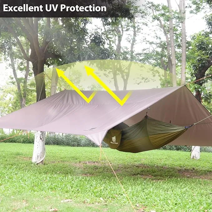 GEERTOP 17 x 10 ft Camping Tarp Lightweight Large Waterproof Hammock Rain Fly Shelter Backpacking Tent Tarp for Outdoor Hiking Bushcraft Survival Travel