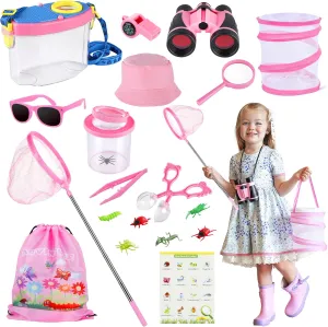 GIFTINBOX Bug Catcher Kit for Kids - Outdoor Explorer Toys Set for Kid - Bug Catching Kits with Binoculars Nature Adventure Toy for Girls Boys - Toddler Exploration Gifts for Girl 3-12 Years Old