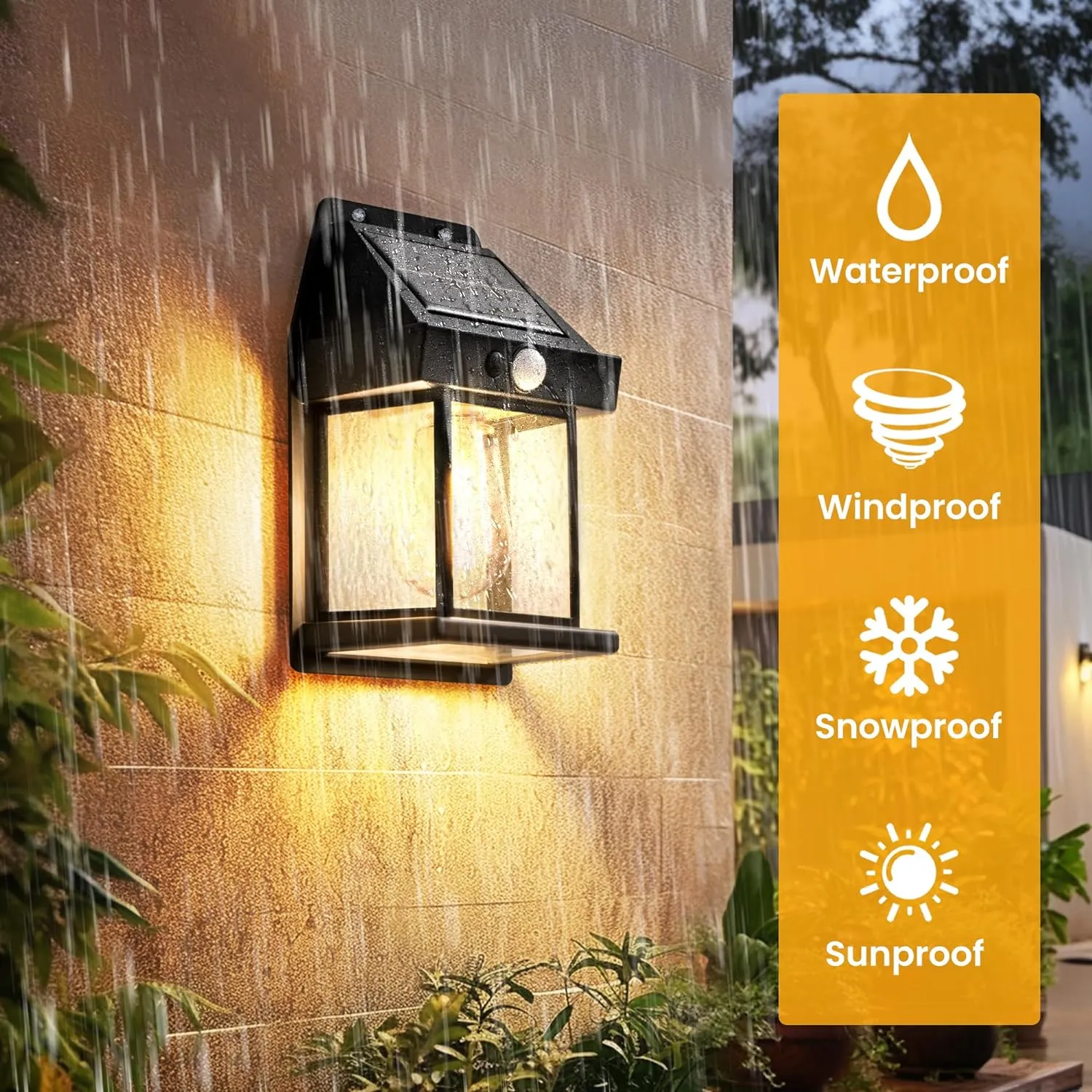 GIGALUMI Solar Wall Lights Outdoor, Dusk to Dawn Motion Sensor Lights Waterproof, 4 Pack Motion Sensor Solar Porch Lights with 3 Modes, for Patio, Garage, Shed