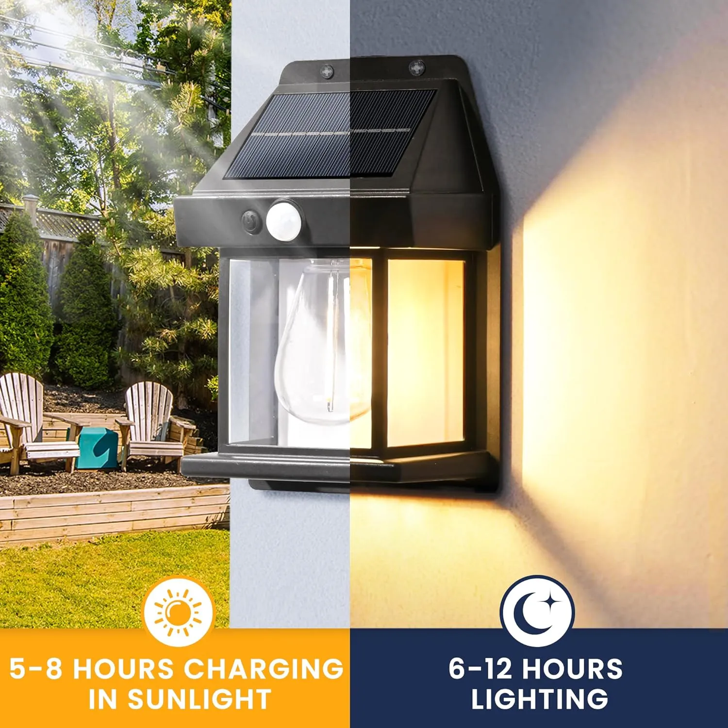 GIGALUMI Solar Wall Lights Outdoor, Dusk to Dawn Motion Sensor Lights Waterproof, 4 Pack Motion Sensor Solar Porch Lights with 3 Modes, for Patio, Garage, Shed
