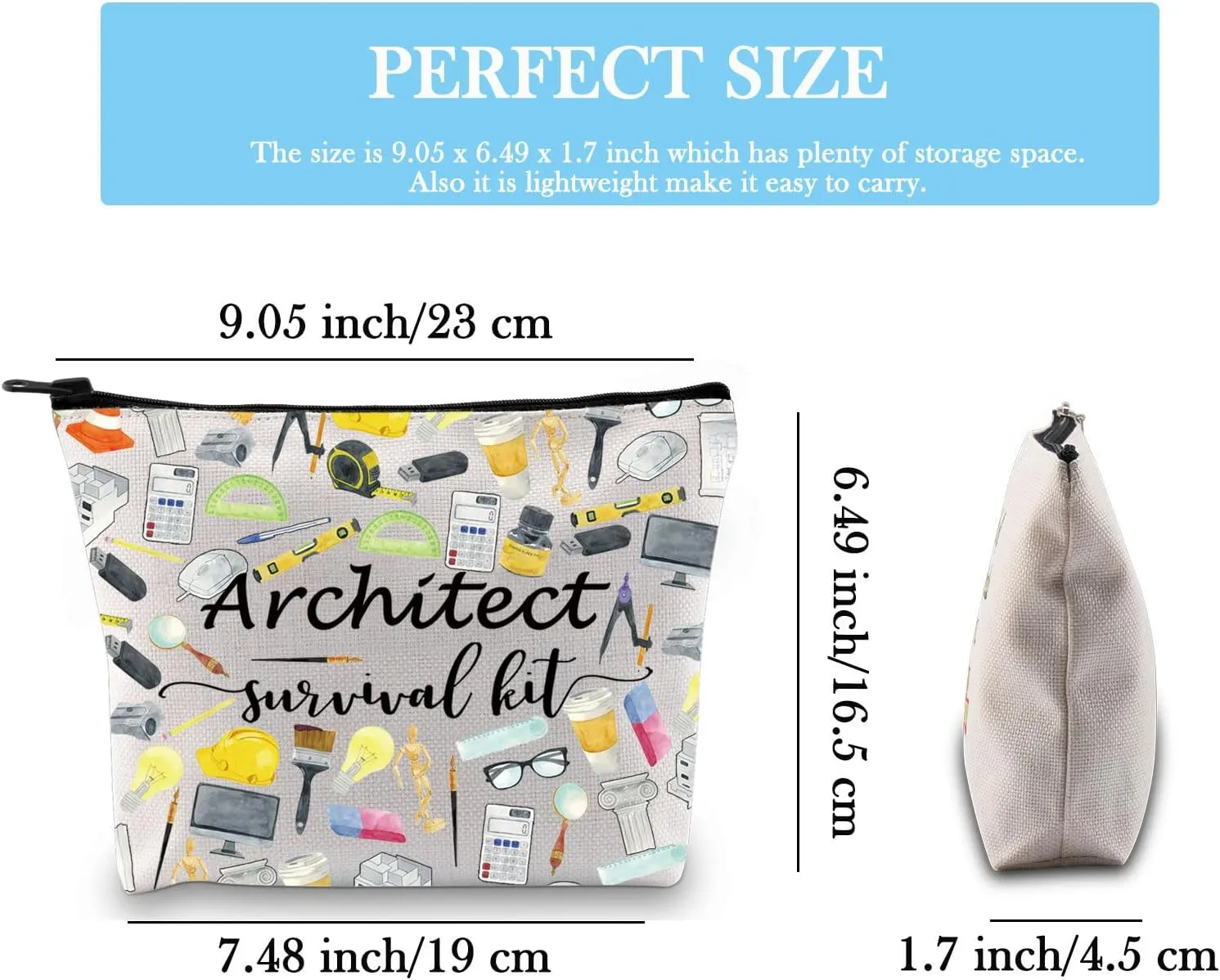 GJTIM Architecture Student Gift Survival Kit Zipper Pouch Makeup Bag for Architects (Survival Architect 2 Bag)