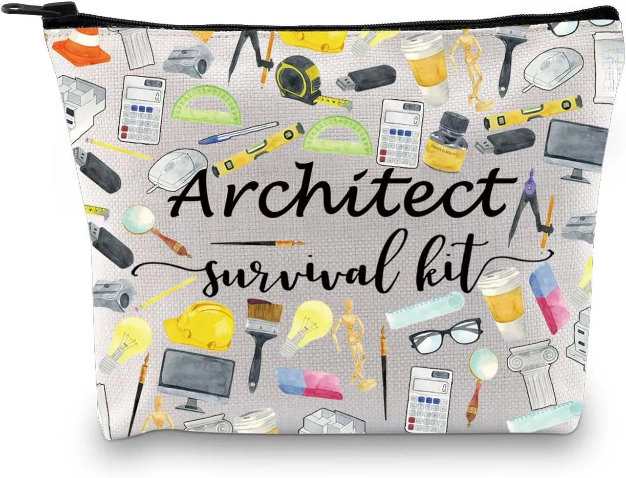 GJTIM Architecture Student Gift Survival Kit Zipper Pouch Makeup Bag for Architects (Survival Architect 2 Bag)