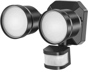 GLEEBOM  Dusk to Dawn Outdoor LED Flood Light Motion Sensor, Stay On or Motion On/Off Security Light, IP65 Waterproof 5000K, 280W Equivalent Eave Mount Spotlight for Garage, Porch, Yard, 1-Pack