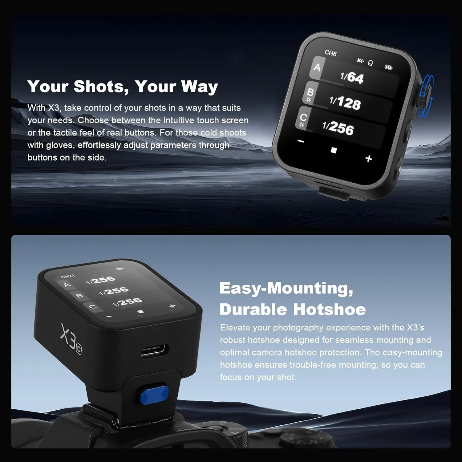 Godox X3C X3 C X3-C TTL Wireless Flash Trigger Compatible for Canon Camera, OLED Touchscreen Flash Transmitter,Built-in Lithium Battery Quick Charge(Upgrade Version of X2T-C/Xpro-C/XProII-C)