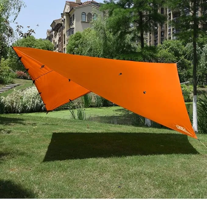 Gold Armour Rainfly Tarp Hammock, Premium 14.7ft/12ft/10ft/8ft Rain Fly Cover, Waterproof Ultralight Camping Shelter Canopy, Survival Equipment Gear Camping Tent Accessories (Orange 10ft x 8ft)