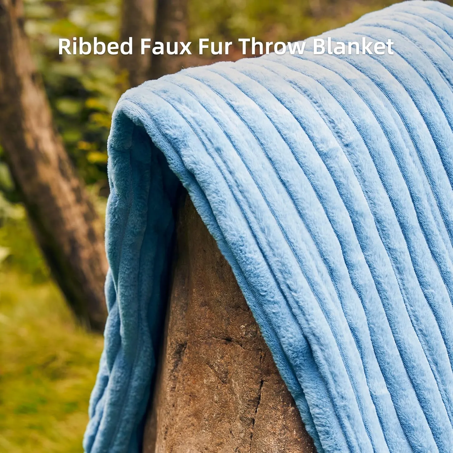 GOTCOZY Electric Blanket Heated Throw 50''X60''- Ribbed Faux Fur Heated Blanket with 4 Heating Level & 3 Hour Auto Off Heating Blanket, ETL&FCC Certified Machine Washable(Blue Moon)