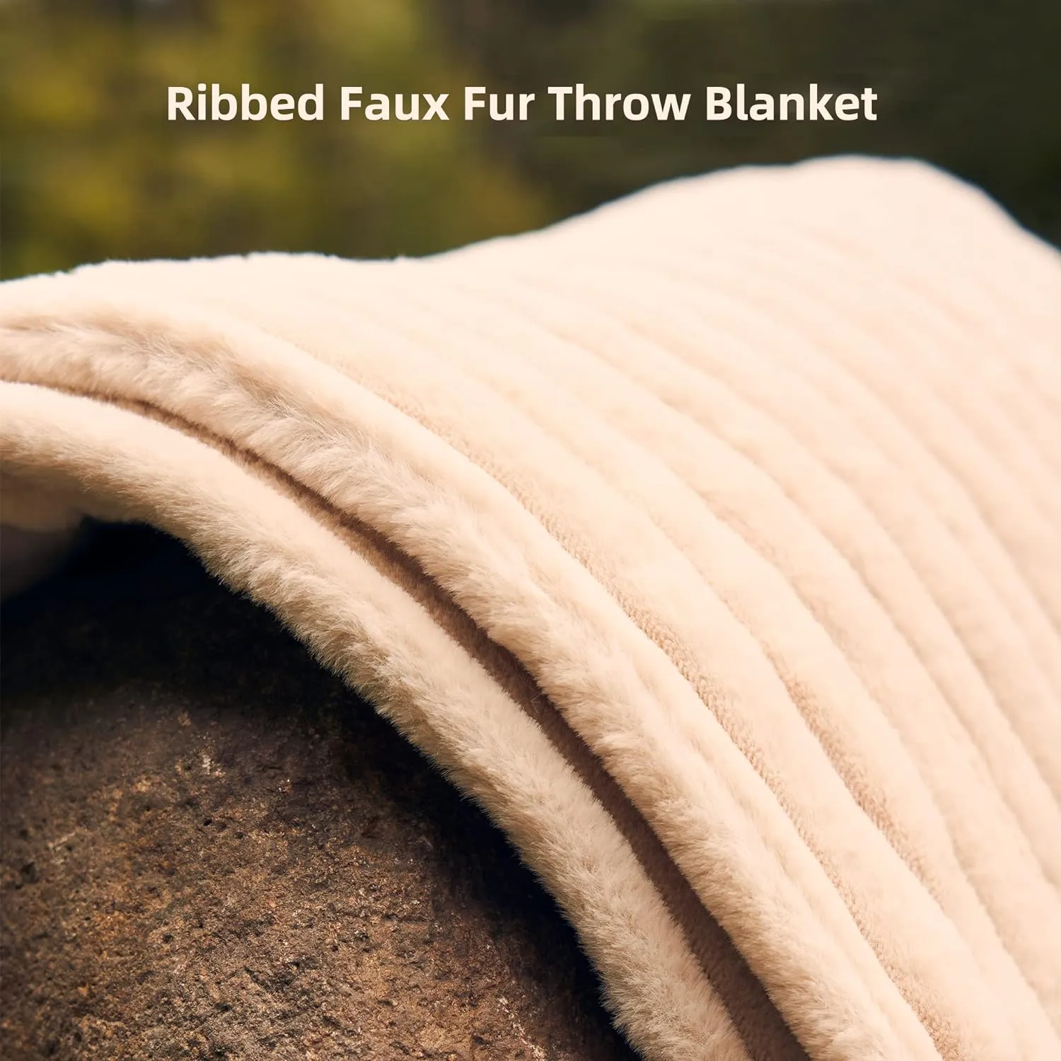 GOTCOZY Electric Blanket Heated Throw 50''X60''- Ribbed Faux Fur Heated Blanket with 4 Heating Level & 3 Hour Auto Off Heating Blanket, ETL&FCC Certified Machine Washable(Eggnog)