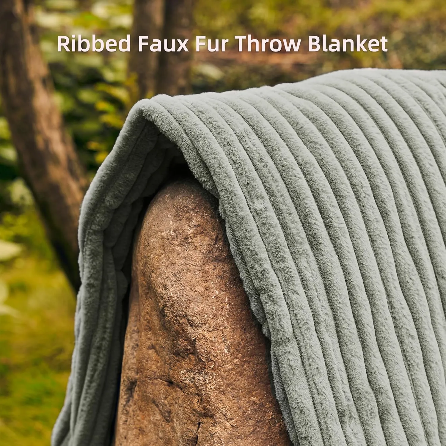 GOTCOZY Electric Blanket Heated Throw 50''X60''- Ribbed Faux Fur Heated Blanket with 4 Heating Level & 3 Hour Auto Off Heating Blanket, ETL&FCC Certified Machine Washable(Gray)