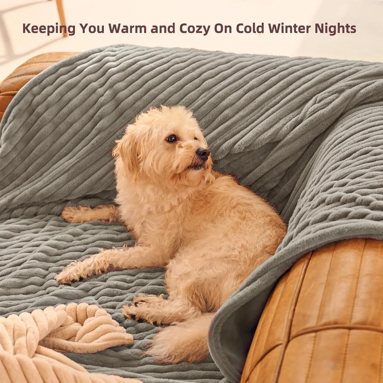 GOTCOZY Electric Blanket Heated Throw 50''X60''- Ribbed Faux Fur Heated Blanket with 4 Heating Level & 3 Hour Auto Off Heating Blanket, ETL&FCC Certified Machine Washable(Gray)