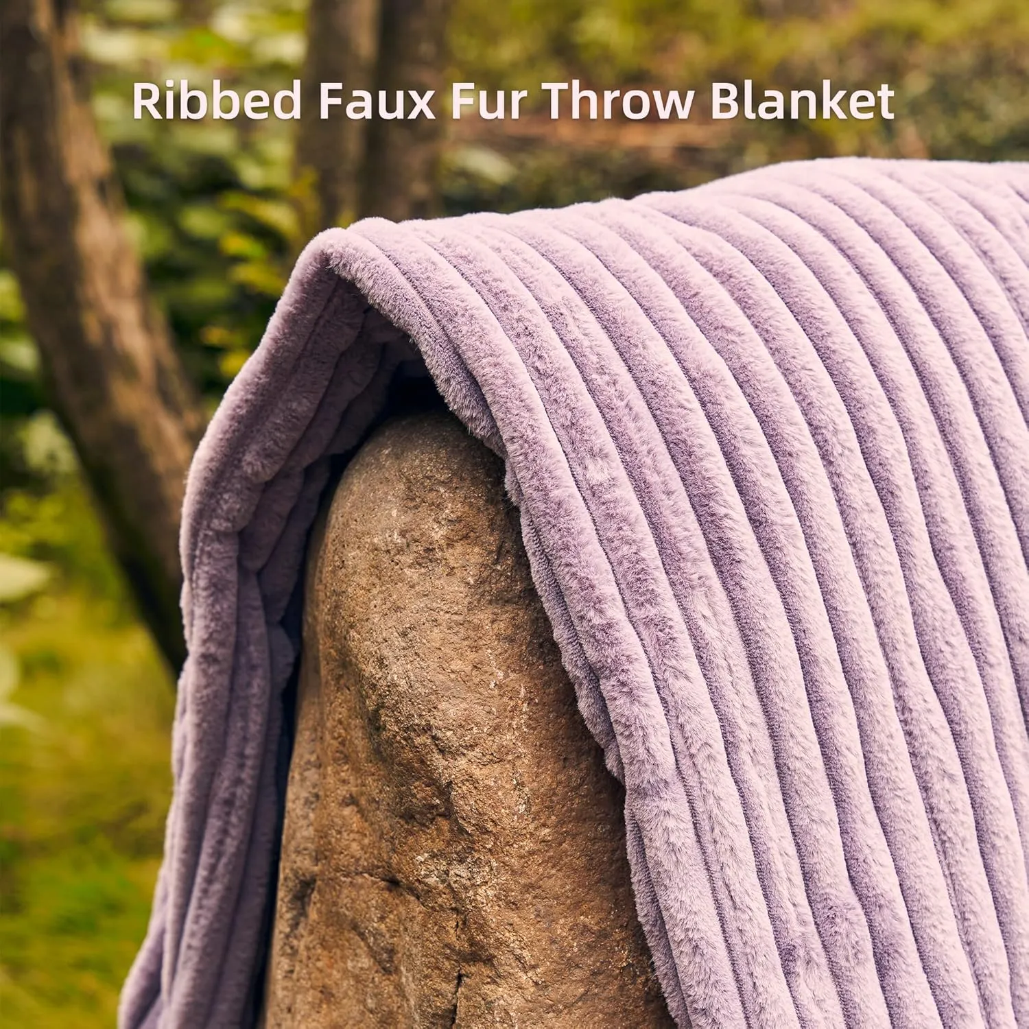 GOTCOZY Electric Blanket Heated Throw 50''X60''- Ribbed Faux Fur Heated Blanket with 4 Heating Level & 3 Hour Auto Off Heating Blanket, ETL&FCC Certified Machine Washable(Violet)