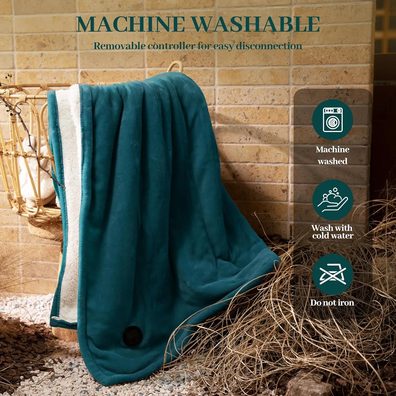 GOTCOZY Heated Blanket Electric Throw 50''X60''- Electric Throw Blanket with One Touch Button 10 Heating Level & 9 Time Settings Heating Blanket, Machine Washable (Blue)
