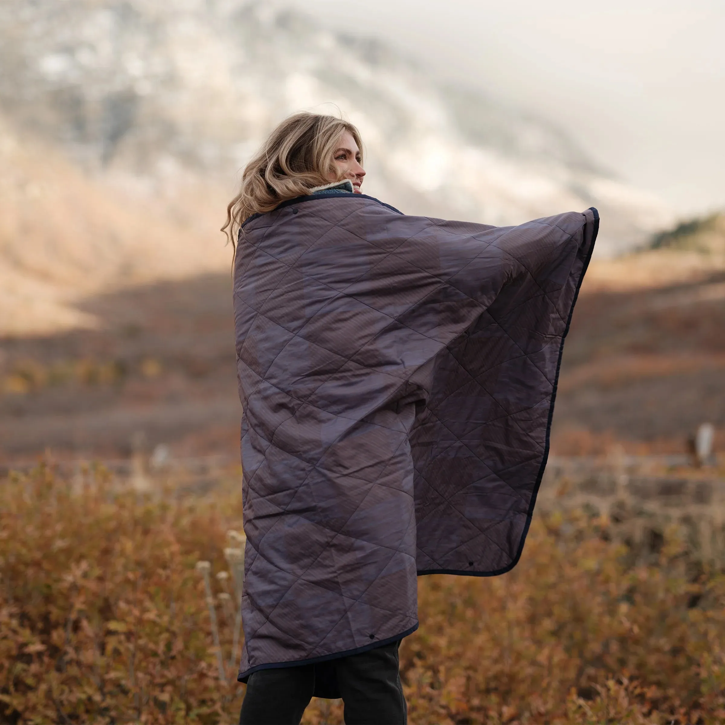 Gravel Travel UltraPak Everyday Blanket - More Packable & Puffy - Blue Checkered