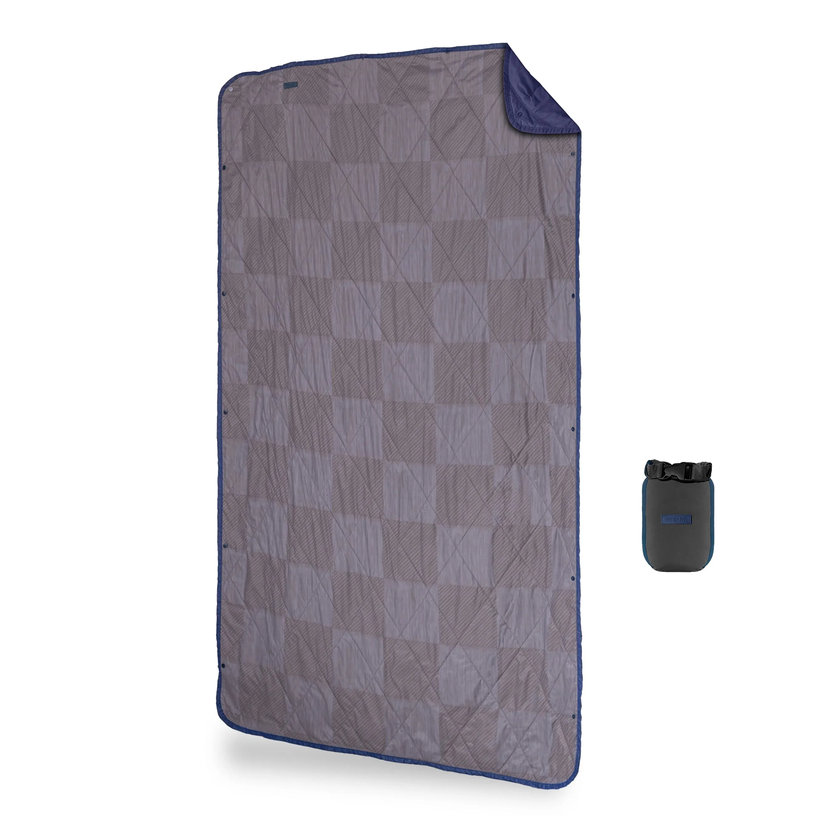 Gravel Travel UltraPak Everyday Blanket - More Packable & Puffy - Blue Checkered