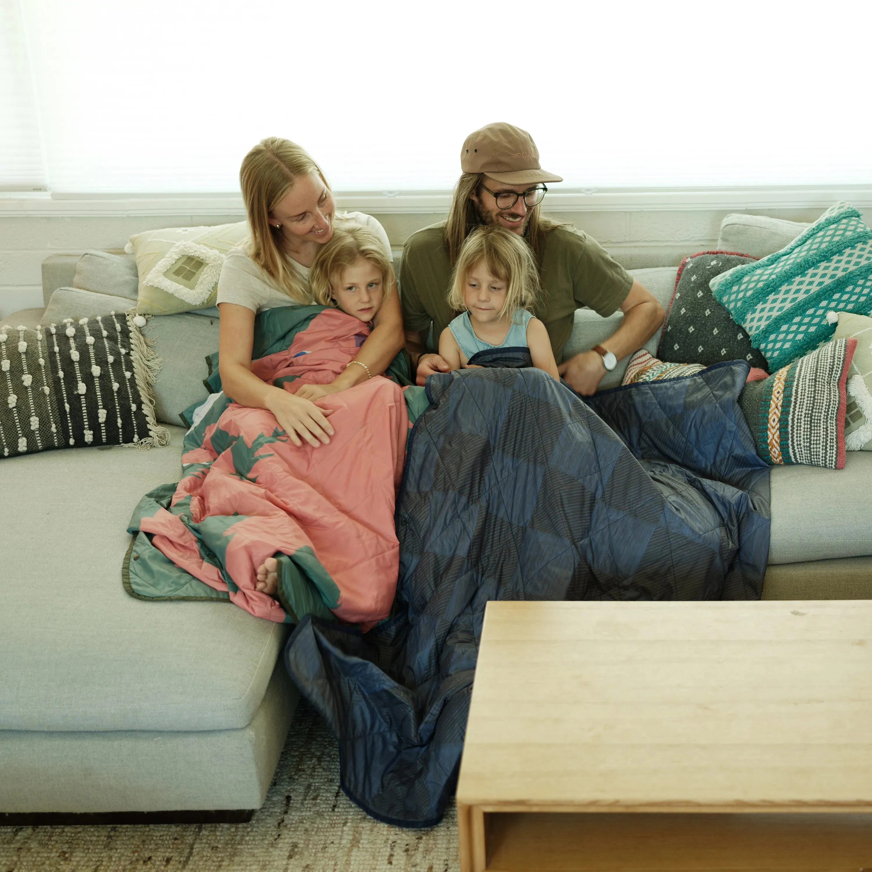 Gravel Travel UltraPak Everyday Blanket - More Packable & Puffy - Blue Checkered