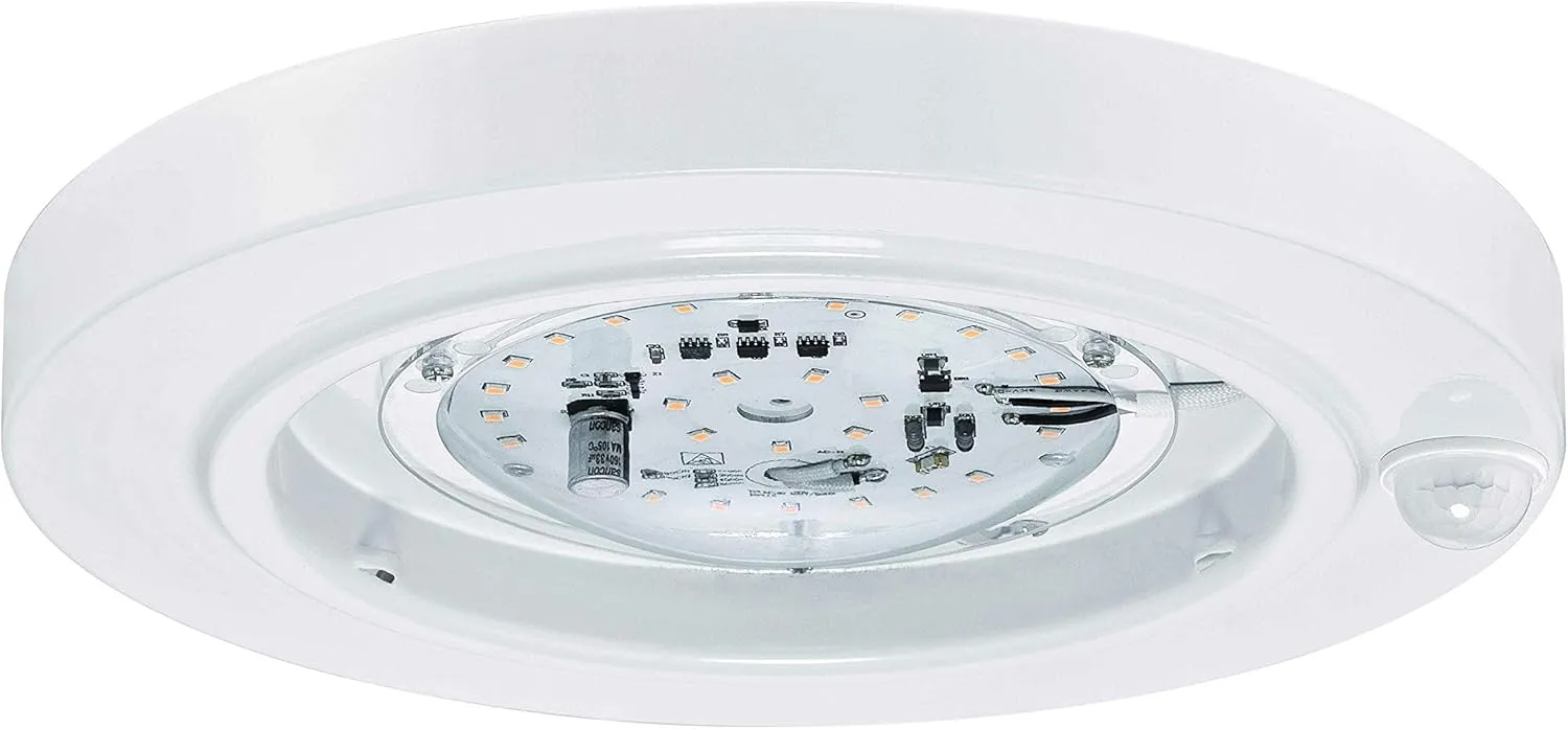 GRUENLICH LED Motion Sensor Flush Mount Ceiling Lighting Fixture, 8.7 Inch 11.5W 890 Lumen, Metal Housing, ETL Rated, 2-Pack, White Finish-5000K