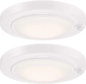 GRUENLICH LED Motion Sensor Flush Mount Ceiling Lighting Fixture, 8.7 Inch 11.5W 890 Lumen, Metal Housing, ETL Rated, 2-Pack, White Finish-5000K