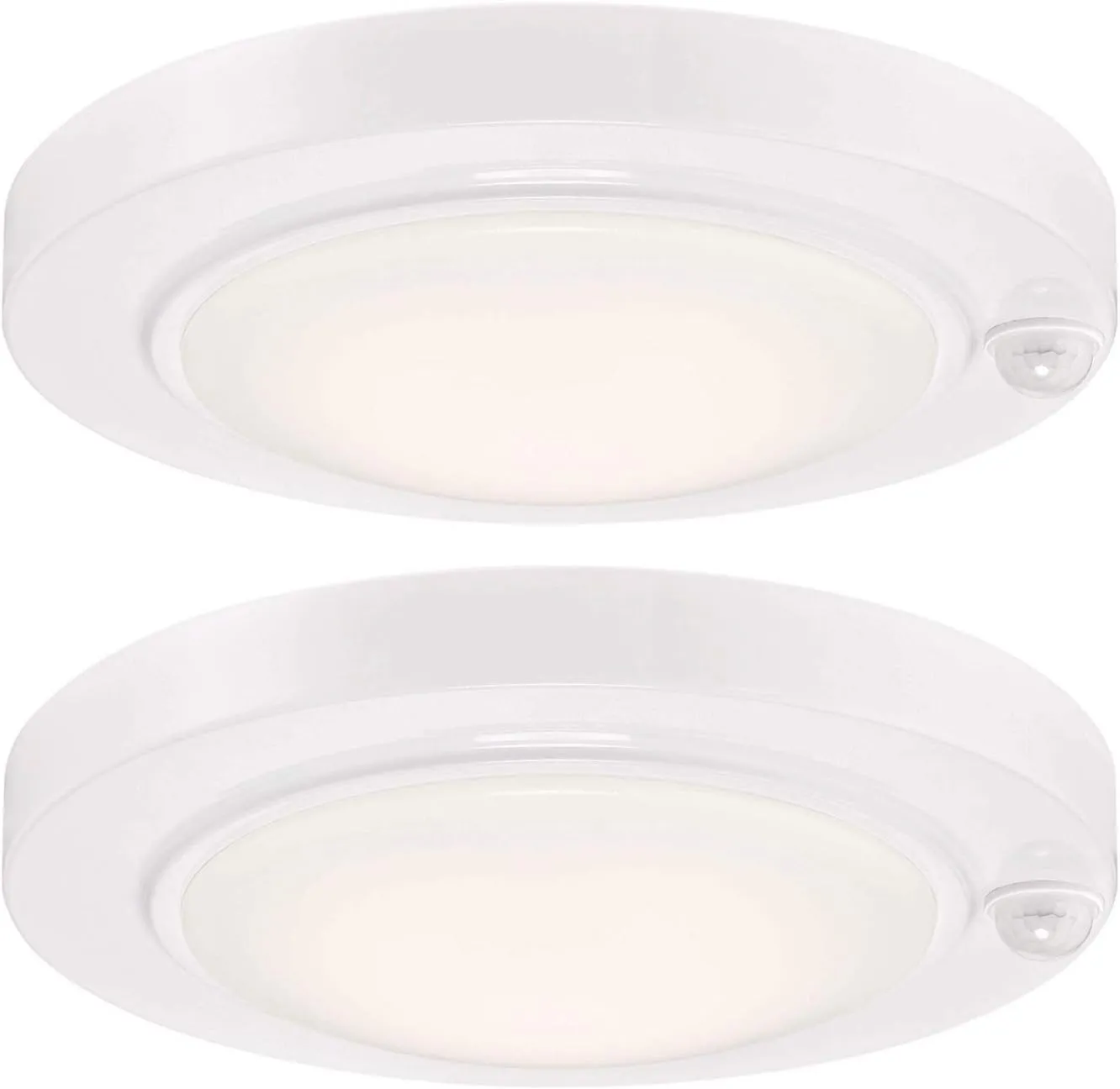 GRUENLICH LED Motion Sensor Flush Mount Ceiling Lighting Fixture, 8.7 Inch 11.5W 890 Lumen, Metal Housing, ETL Rated, 2-Pack, White Finish-5000K
