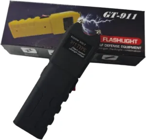 GT-911 Tactical Stun Gun with LED Flashlight – Rechargeable Self-Protection Safety Switch for Car and Person