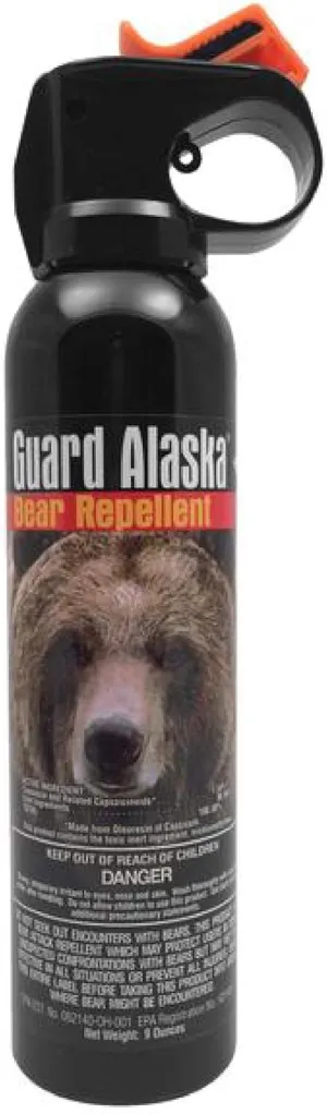 GUARD ALASKA Mace Brand Maximum Strength Bear Spray and Knife Kit – Accurate 20’ Powerful Pepper Spray – Other Outdoor Activities, Large, Black
