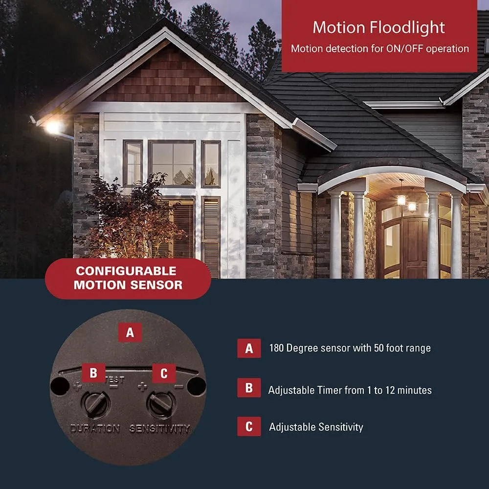 HALO 180° Motion Activated Sensor Outdoor Security Flood Light with Lamp Cover, Bronze