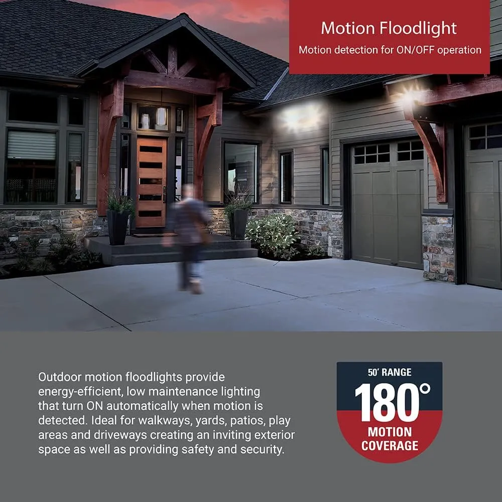 HALO Outdoor LED Flood & Security Light - Motion Activated Dusk to Dawn 1420 Lumens Bronze