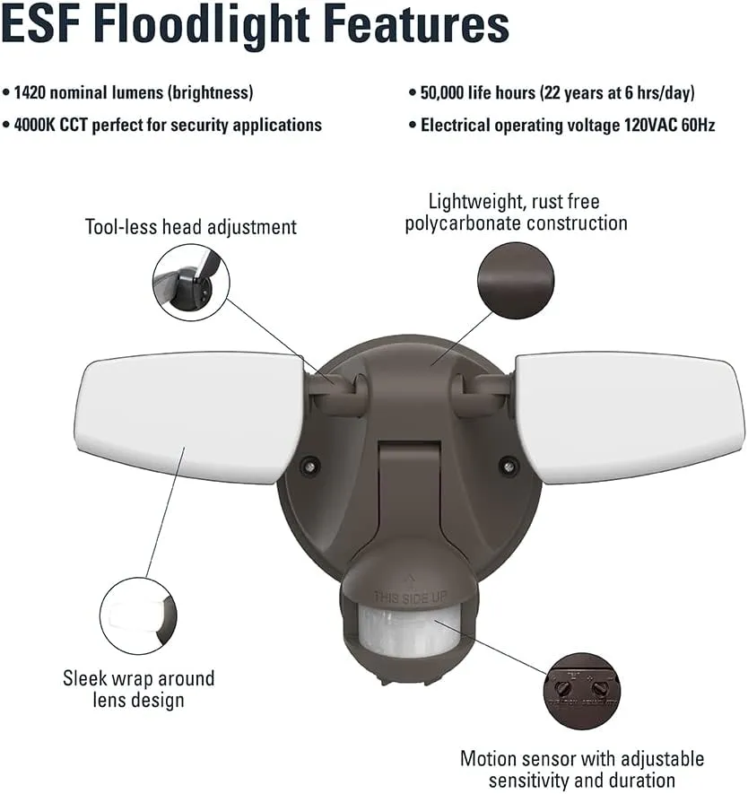 HALO Outdoor LED Flood & Security Light - Motion Activated Dusk to Dawn 1420 Lumens Bronze