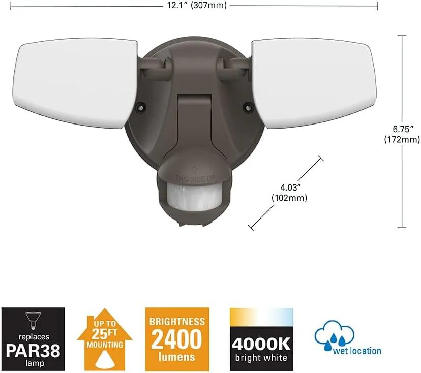 HALO Outdoor LED Flood & Security Light - Motion Activated Dusk to Dawn 2372 Lumens Bronze (ESF2A4MB)