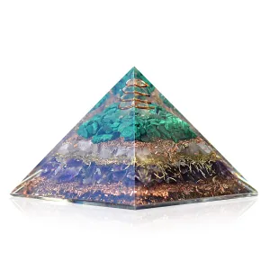 Handmade Orgonite Crystal Love Attraction Orgone Pyramid with Rose Quartz, Amethyst, and Malachite – Healing Gemstone Pyramid for Spiritual Healing, Meditation, Yoga, Reiki Gifts, Home or Office Décor
