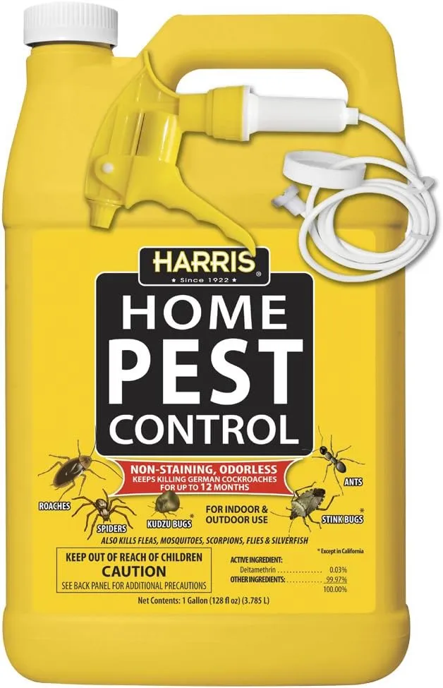 Harris Home Insect Killer, Liquid Gallon Spray with Odorless and Non Staining Residual Formula - Kills Ants, Roaches, Spiders, Kudzu Bugs, Stink Bugs, Fleas, Mosquitos, Scorpions, Flies and Silverfish