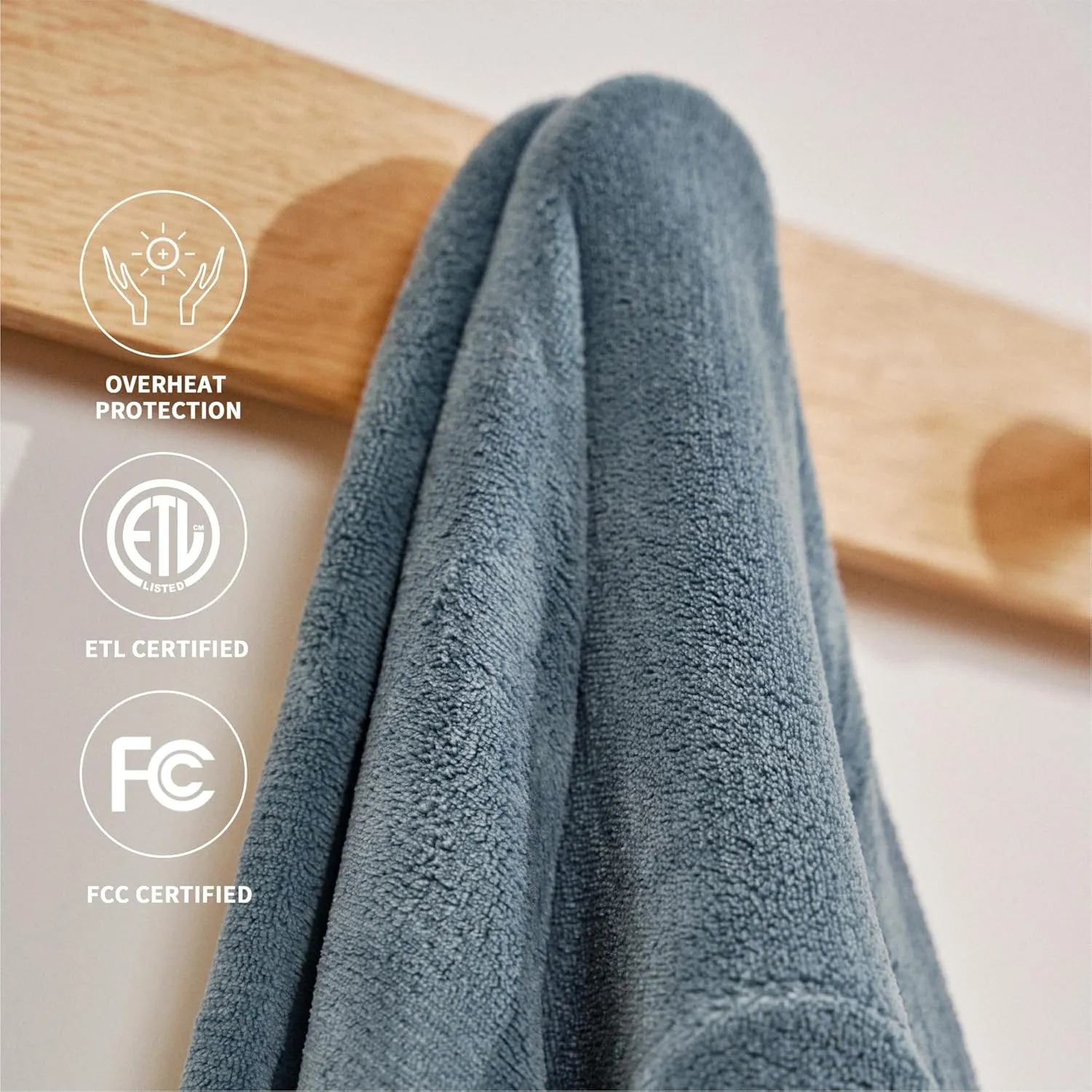 Heated Blanket 50''x60''-Soft and Comfortable Electric Throw,5 Heat Settings and 3H Auto Shut-Off Heating Blanket ETL&FCC Certification Machine Washable (Blue)