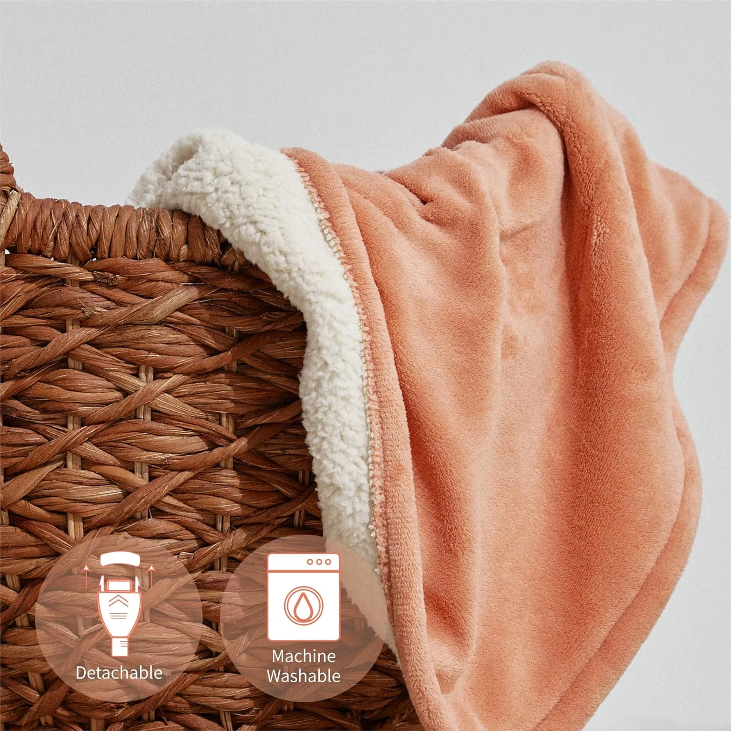 Heated Blanket 50''x60''-Soft and Comfortable Electric Throw,5 Heat Settings and 3H Auto Shut-Off Heating Blanket ETL&FCC Certification Machine Washable (Orange)