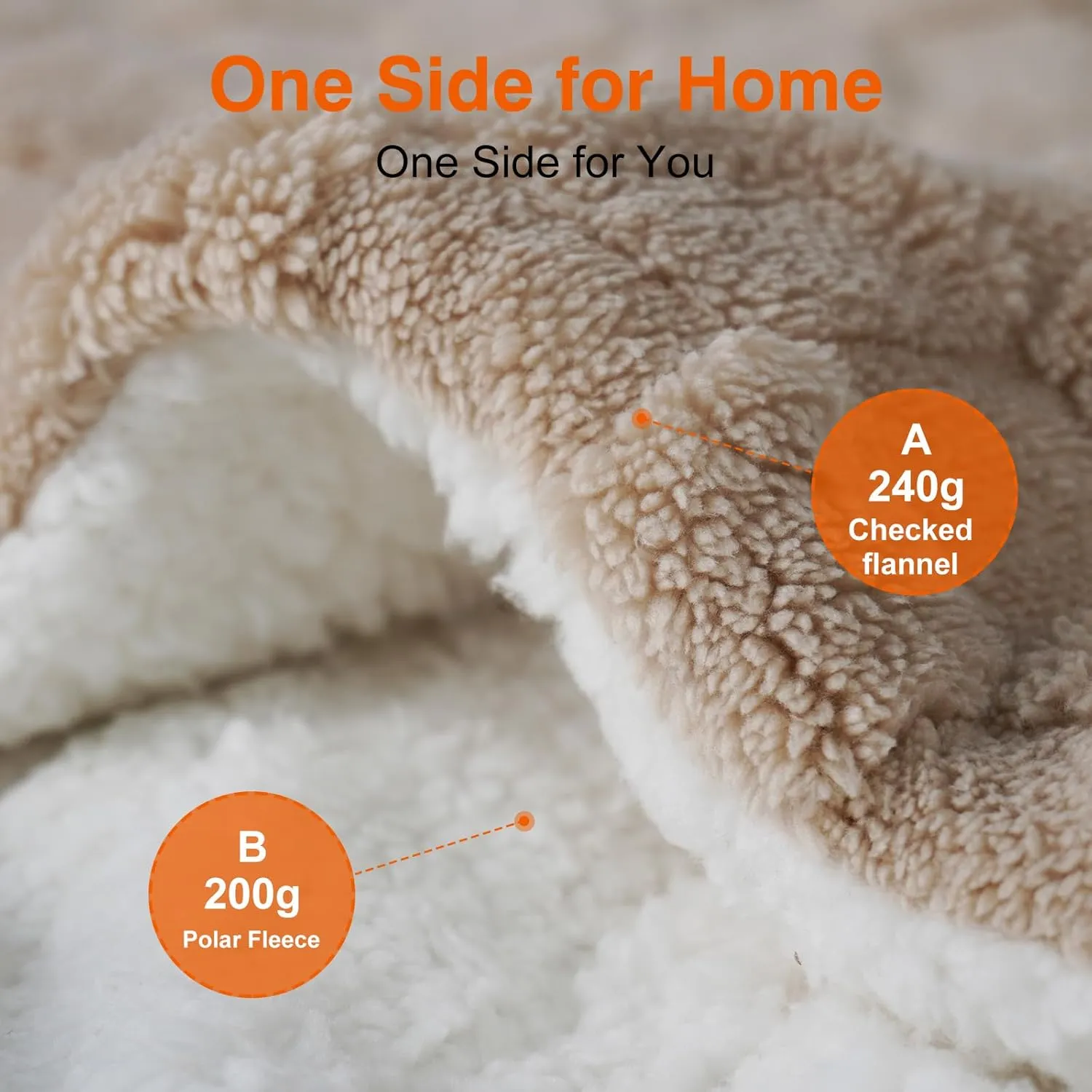 Heated Blanket 84" x 90" with 6 Heating Levels 10 Hours Time Setings and Auto-Shut Off, Soft Checked Flannel Fast-Heating Electric Blanket, Khaki